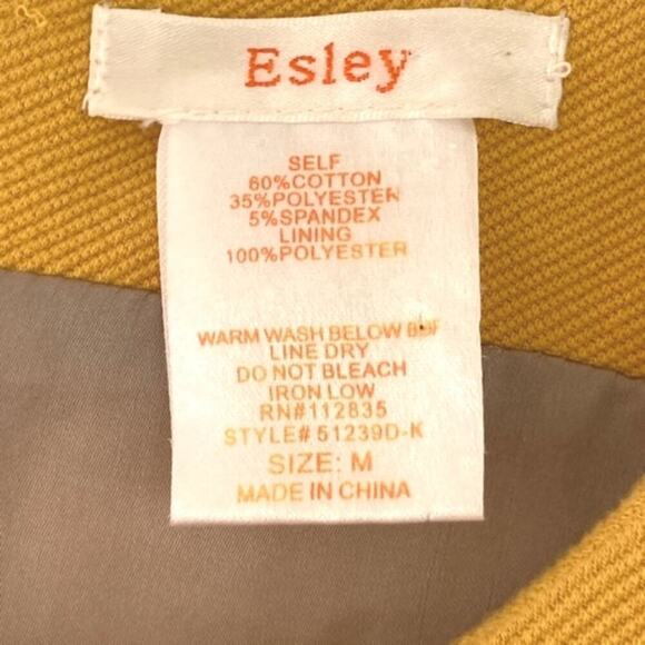 Esley Mustard Yellow Tweed 1960's Jumper Mod Style Classic Pocketed Dress Sz M - Picture 4 of 11